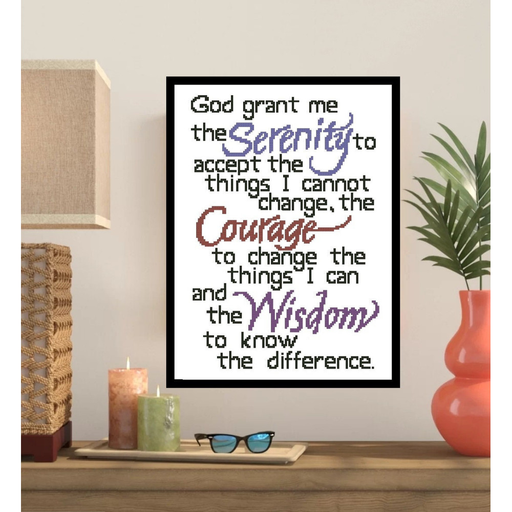 Serenity Prayer Short Version Cross Stitch Pattern 100 0