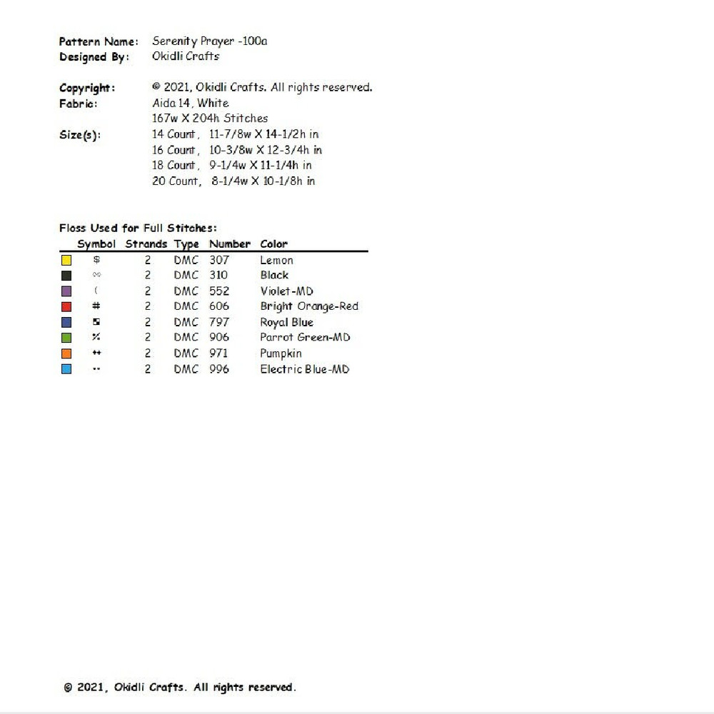 Serenity Prayer Full Version Cross Stitch Pattern 100a 2