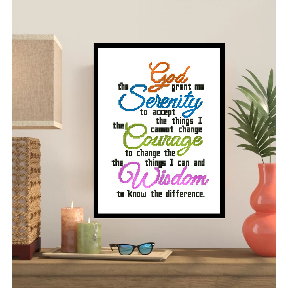 Serenity Prayer Short Version Cross Stitch Pattern 141 0