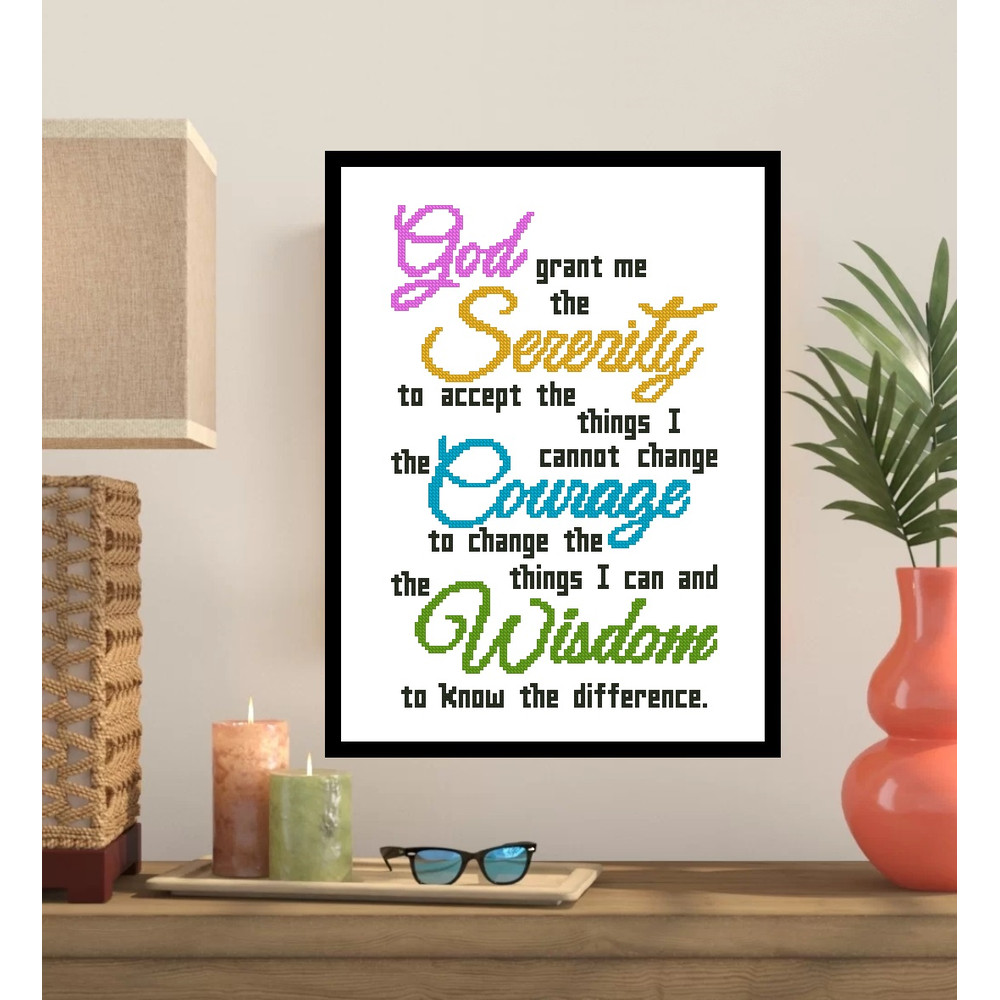 Serenity Prayer Short Version Cross Stitch Pattern 170 0