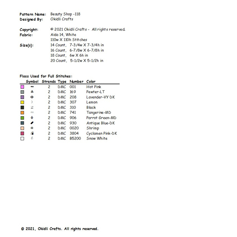 Beauty Shop Cross Stitch Pattern 118 2