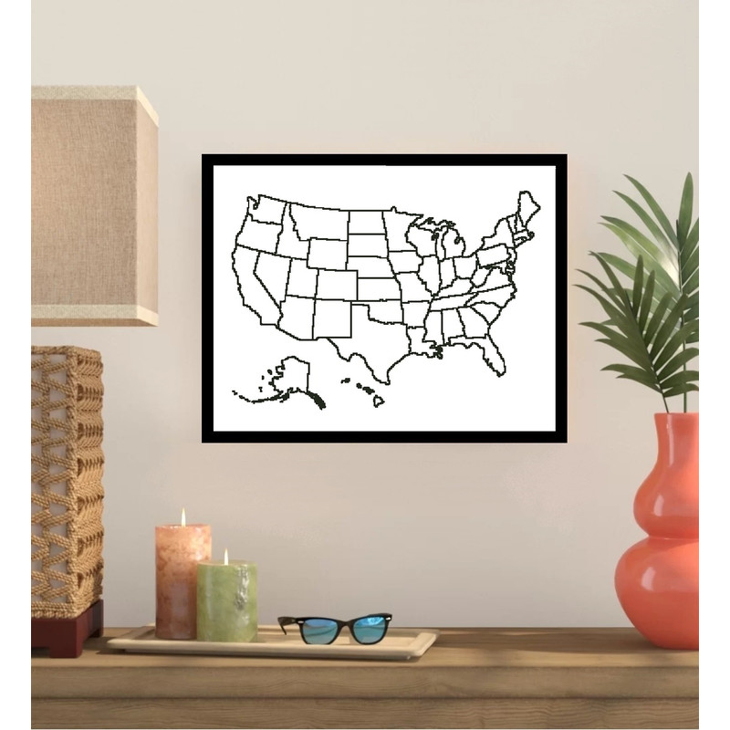 USA Map Outline Cross Stitch Pattern 125 0