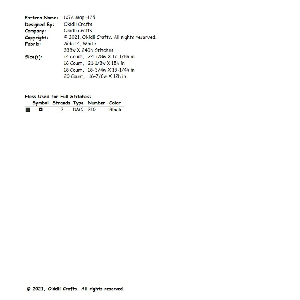 USA Map Outline Cross Stitch Pattern 125 2