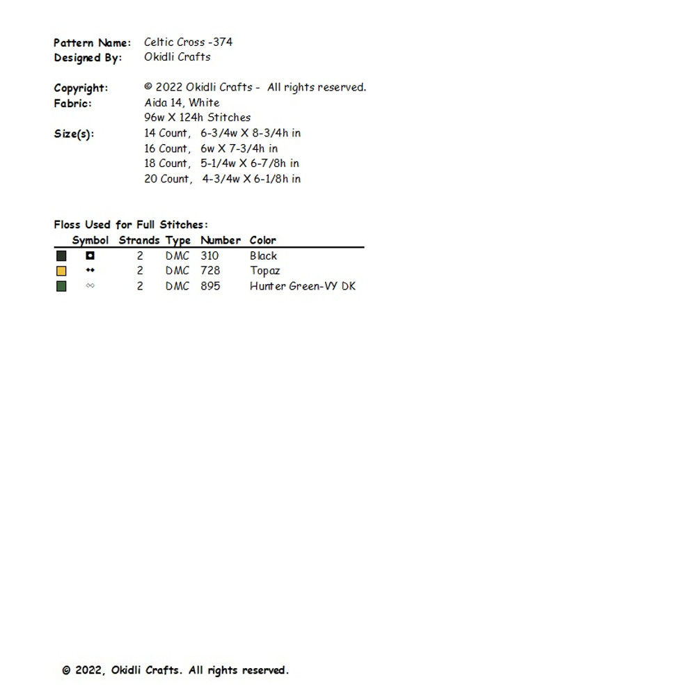 Celtic Cross Cross Stitch Pattern 374 2
