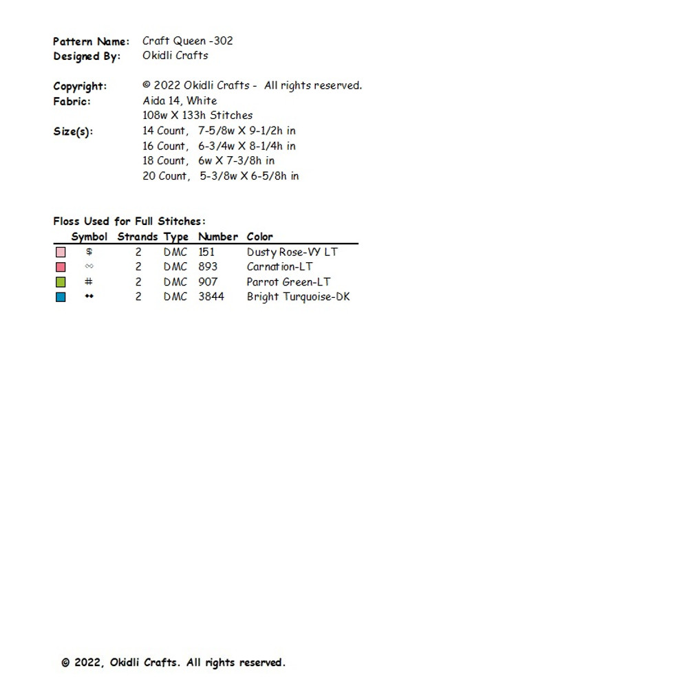 Craft Queen Cross Stitch Pattern 302 2