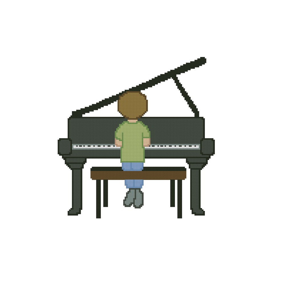 Boy At Piano Cross Stitch Pattern 351 1