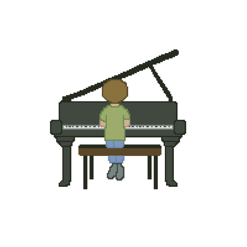 Boy At Piano Cross Stitch Pattern 351 1