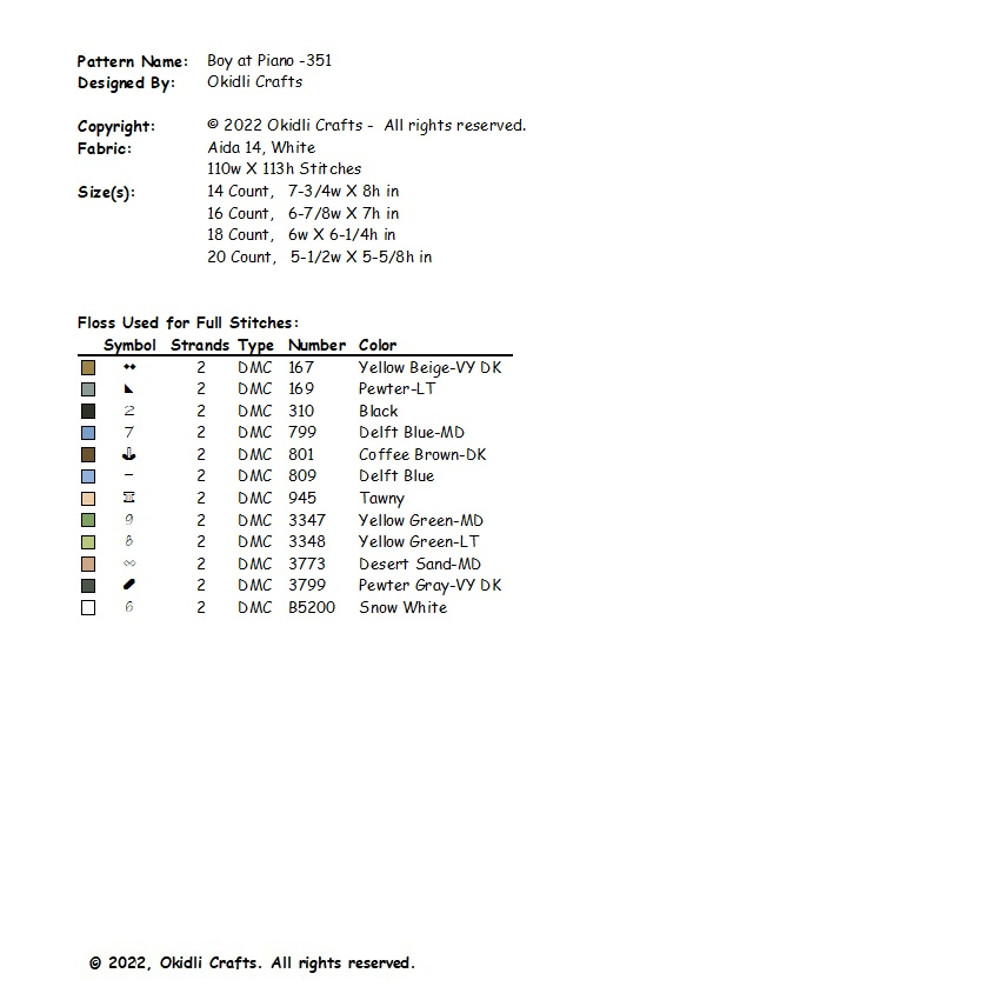 Boy At Piano Cross Stitch Pattern 351 2