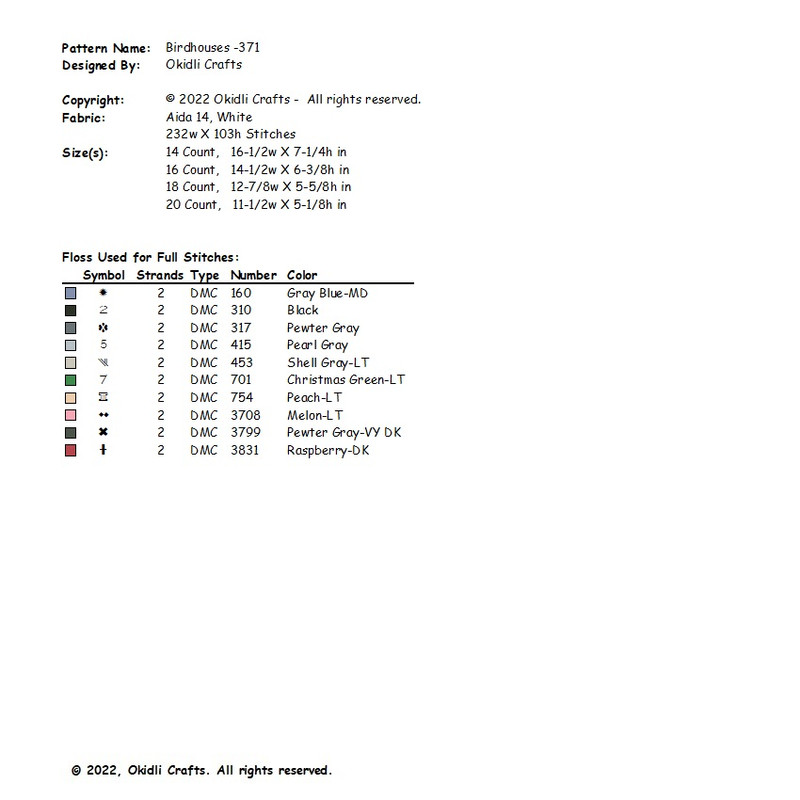 Birdhouses Cross Stitch Pattern 371 2