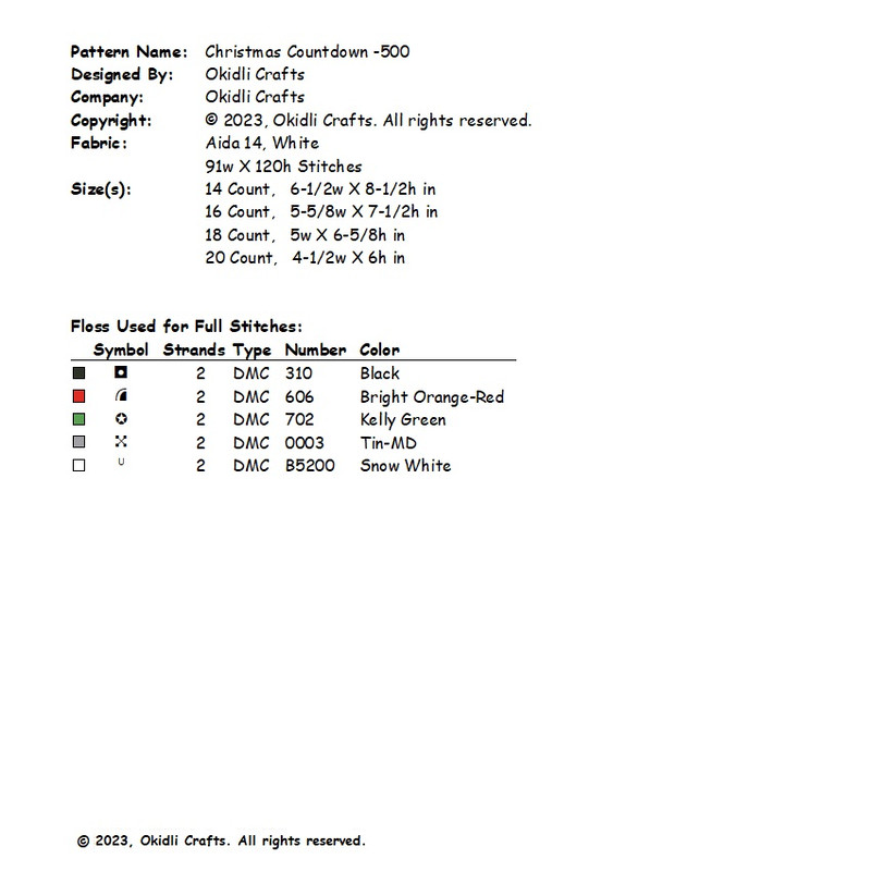 Christmas Countdown Cross Stitch Pattern 100 3