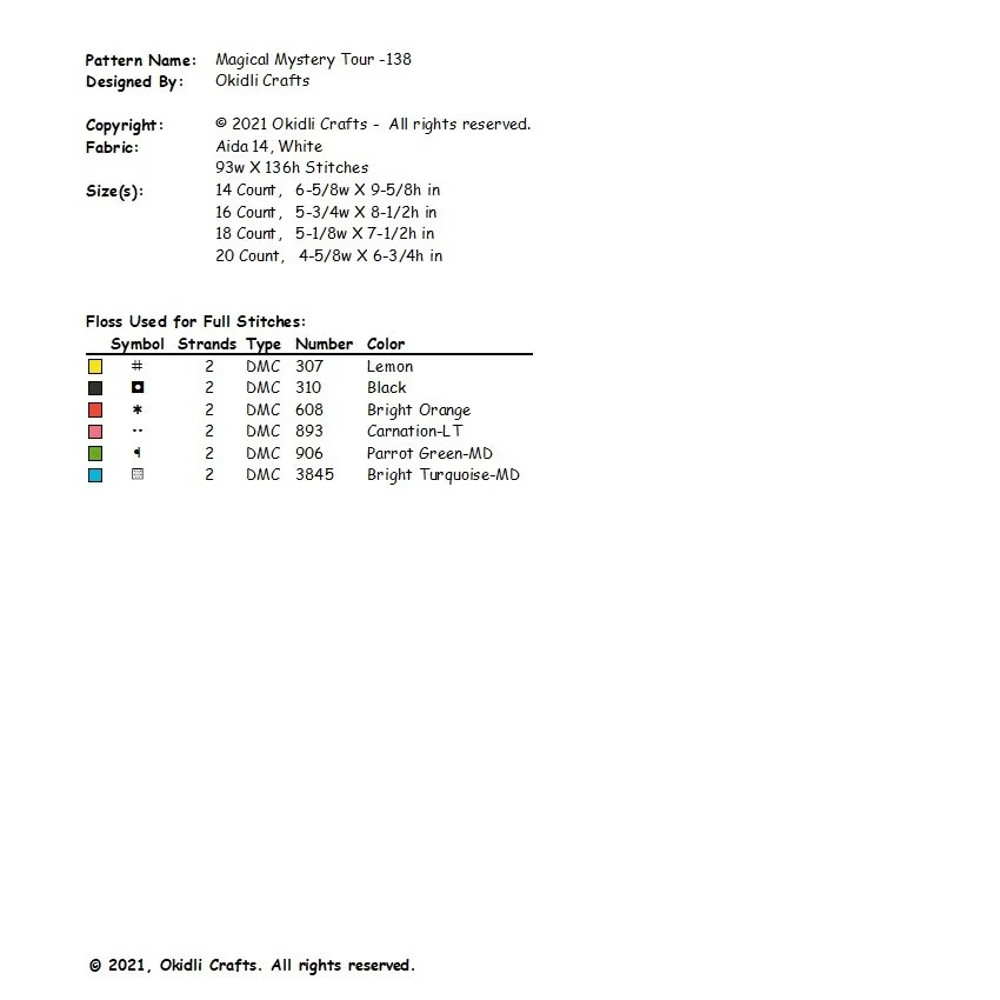 Magical Mystery Tour Cross Stitch Pattern 138 2