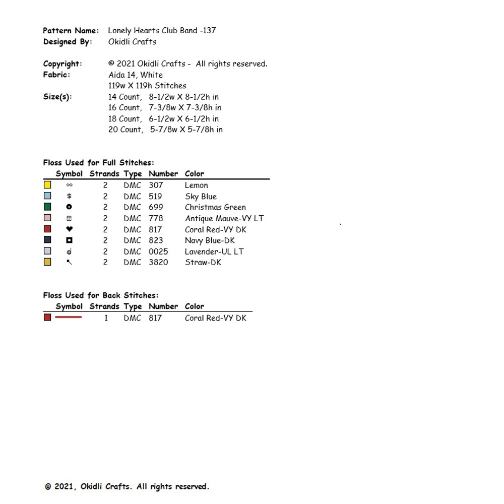 Sgt Pepper Lonely Hearts Club Band Cross Stitch Pattern 137 2