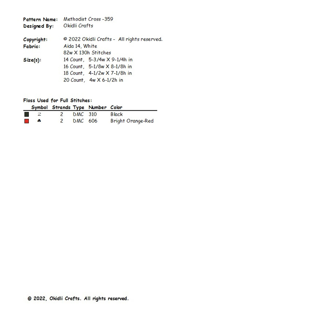 Methodist Cross Cross Stitch Pattern 359 2