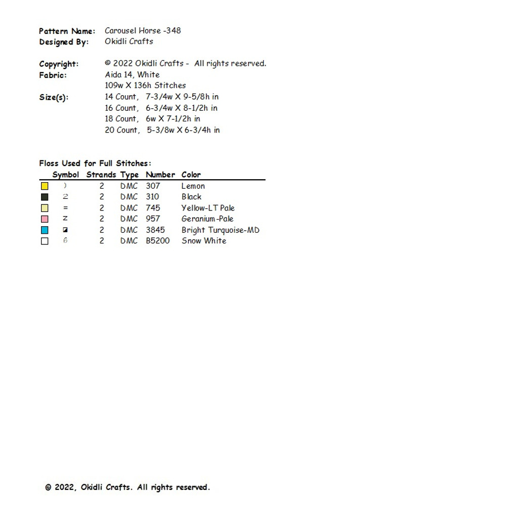 Carousel Horse Cross Stitch Pattern 348 2