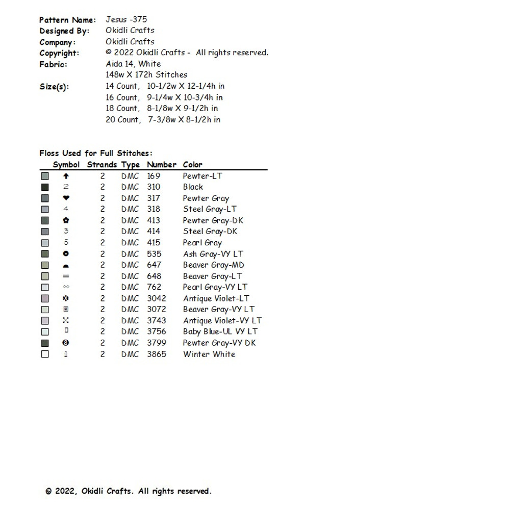 Jesus Cross Stitch Pattern 375 2