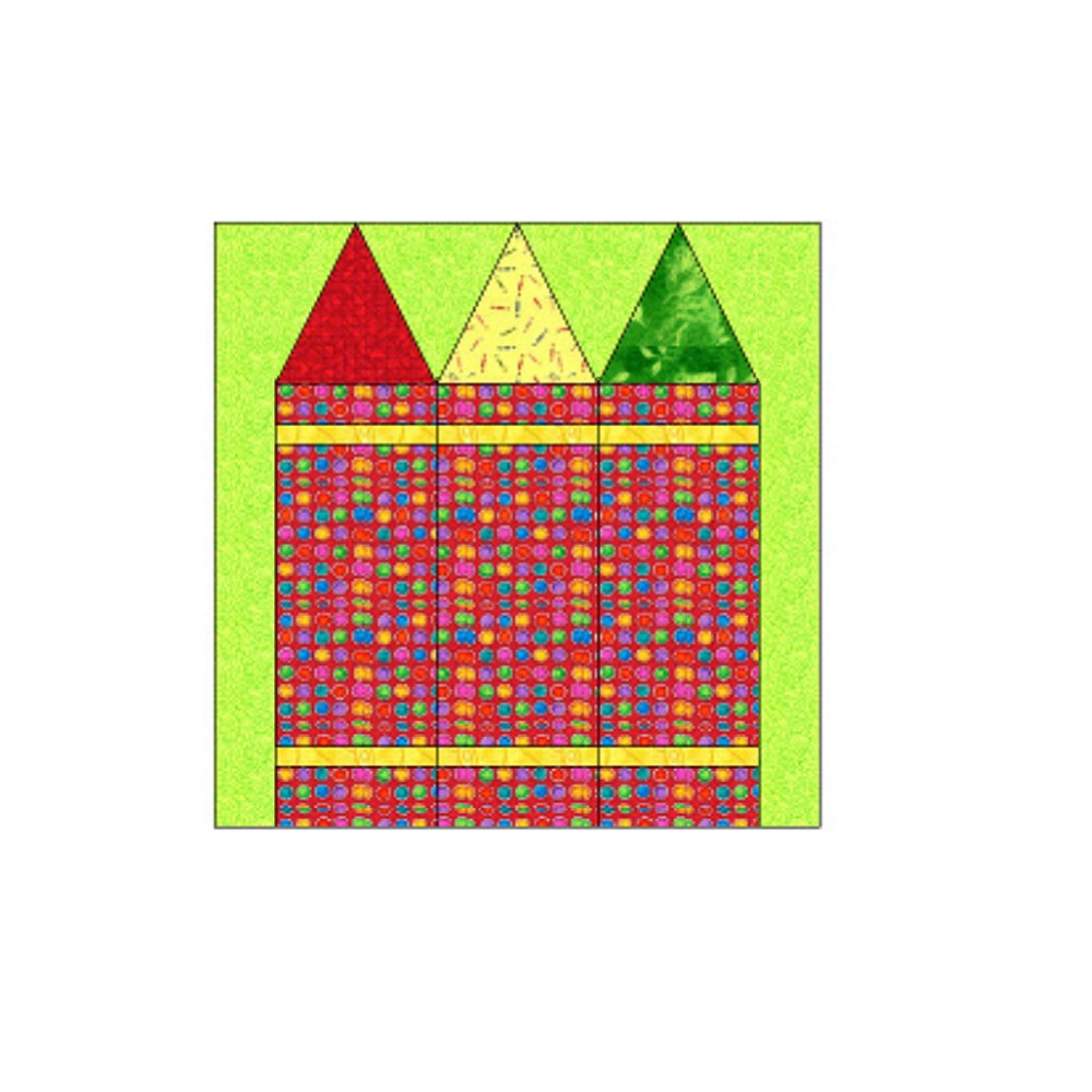 Crayons Paper Pieced Quilt Block Pattern OC001 3