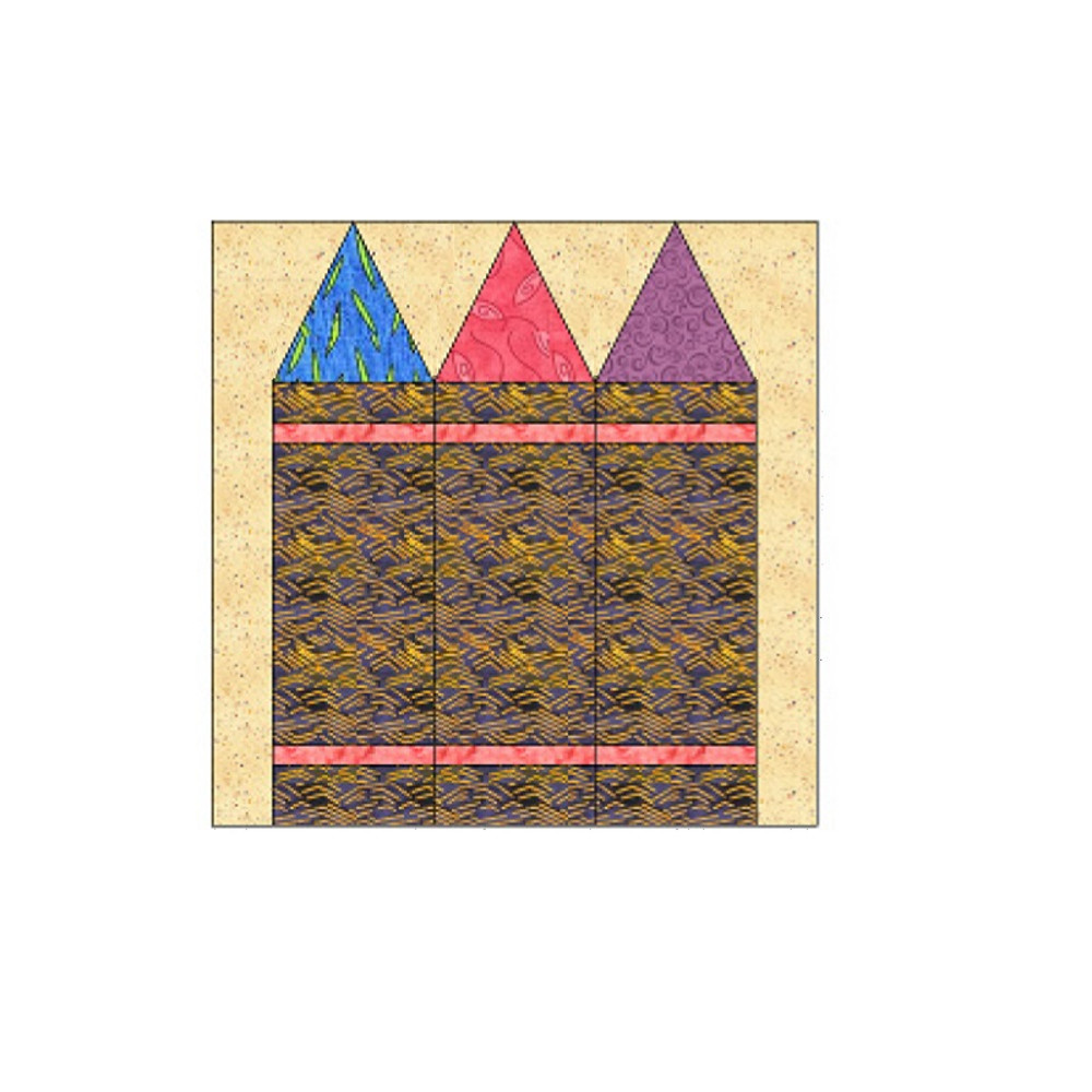 Crayons Paper Pieced Quilt Block Pattern OC001 4