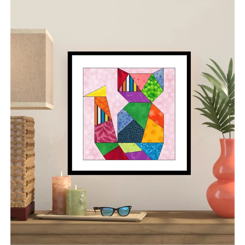 Crazy Cat Paper Pieced Quilt Block Pattern OC002 0