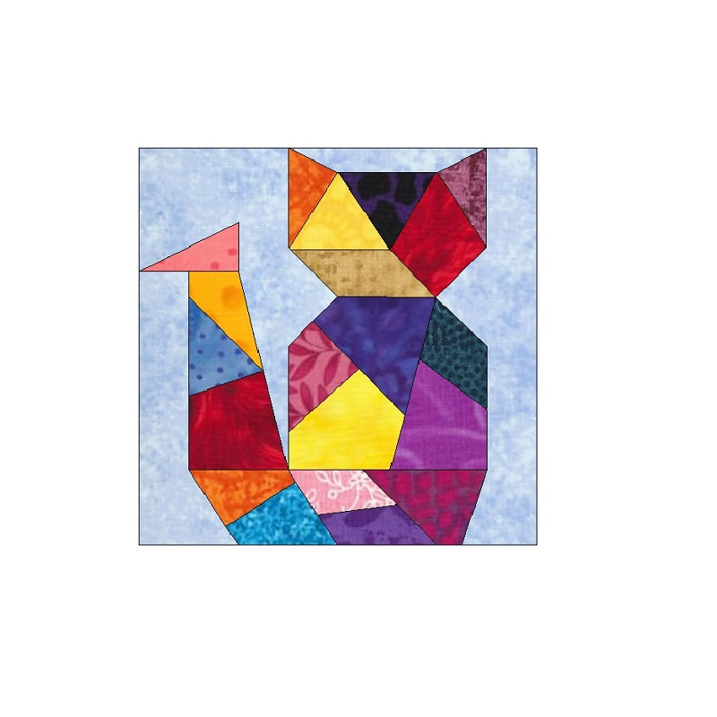 Crazy Cat Paper Pieced Quilt Block Pattern OC002 3
