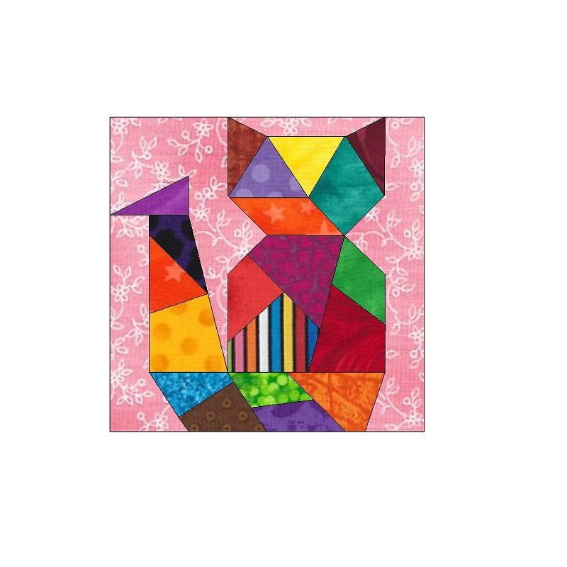 Crazy Cat Paper Pieced Quilt Block Pattern OC002 4