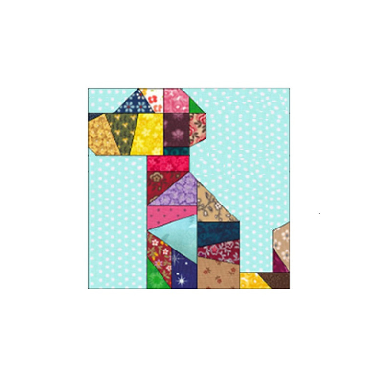 Crazy Dog Paper Pieced Quilt Block Pattern OC009 4
