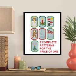 seven christmas ornament cross stitch patterns -001
