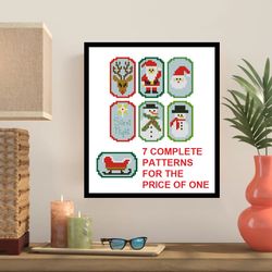 seven christmas ornament cross stitch patterns -002