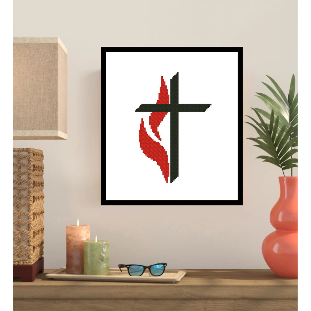 Small Methodist Cross Cross Stitch Pattern 188 0