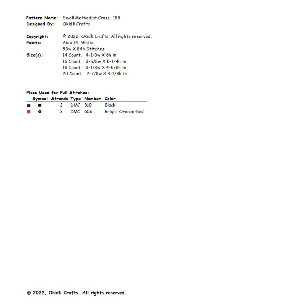 Small Methodist Cross Cross Stitch Pattern 188 2