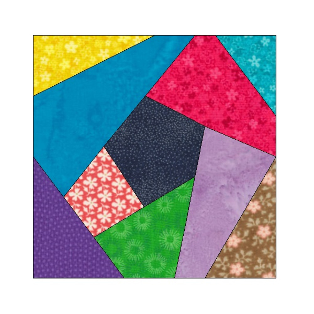 Crazy Quilt Paper Pieced Quilt Block Pattern OC003 1