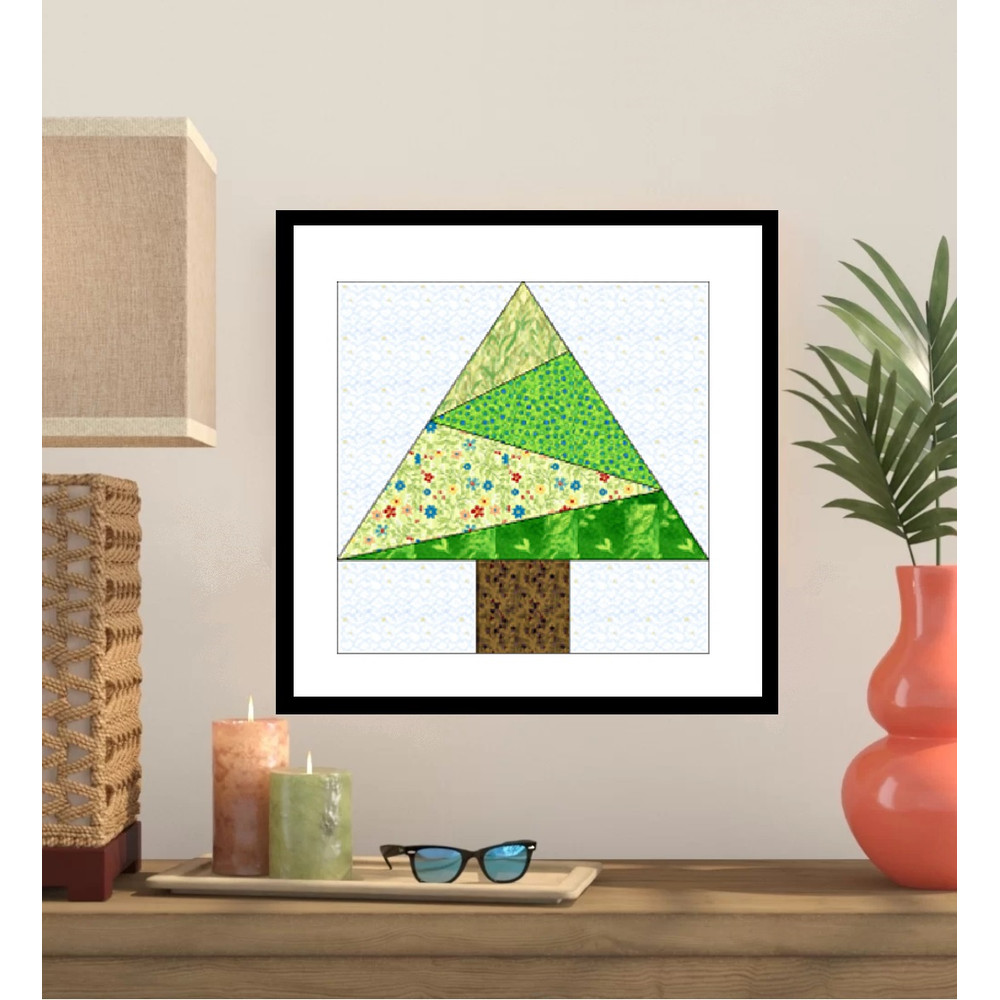 Crazy Tree Paper Pieced Quilt Block OC008 0