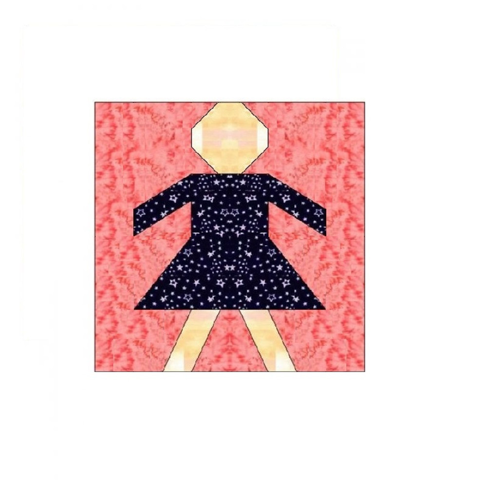 Girl Paper Pieced Quilt Block Patten OC005 1