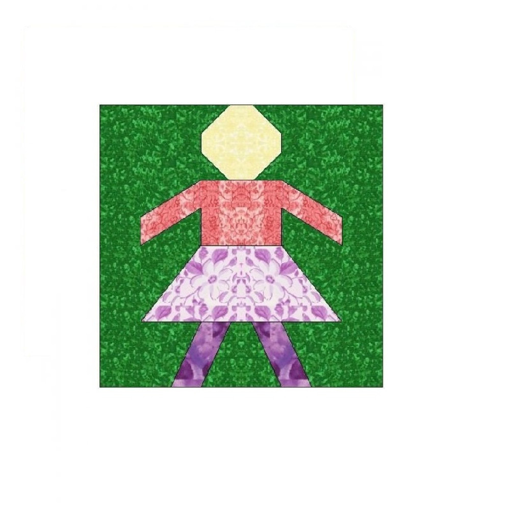 Girl Paper Pieced Quilt Block Patten OC005 2