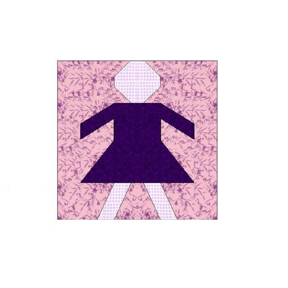 Girl Paper Pieced Quilt Block Patten OC005 3