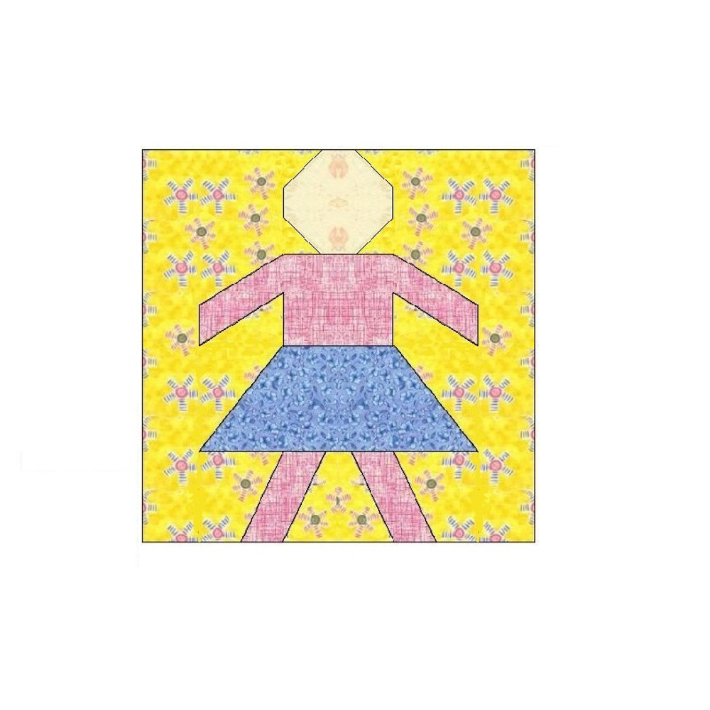 Girl Paper Pieced Quilt Block Patten OC005 4