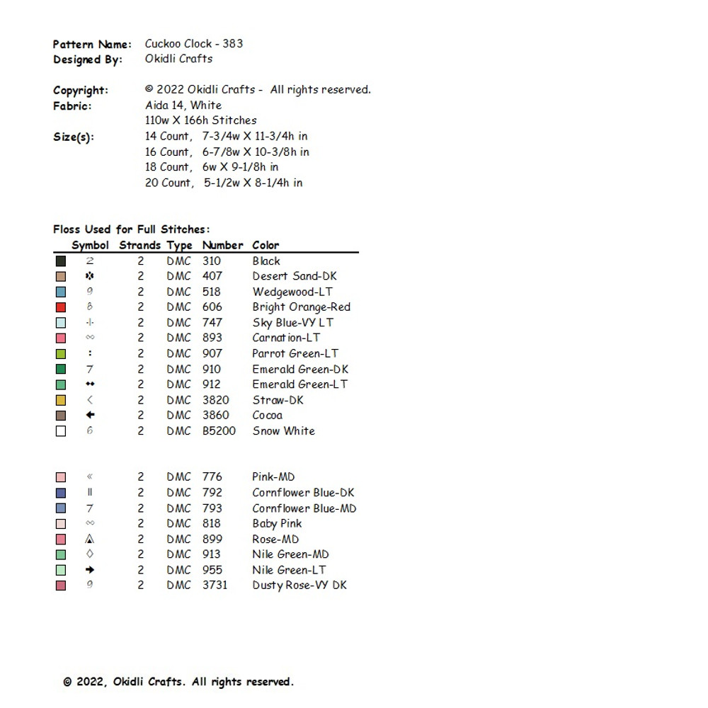 Cuckoo Clock Cross Stitch Pattern 383 2