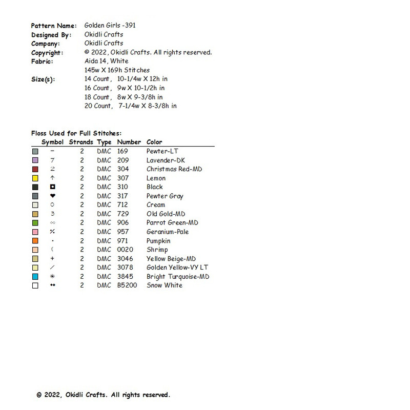 Golden Girls Cross Stitch Pattern 391 2