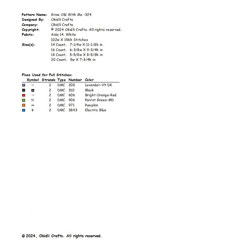 Grow Old With Me Cross Stitch Pattern 324 2