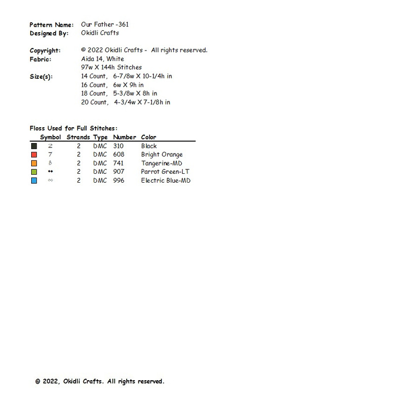 Our Father Cross Stitch Pattern 361 2