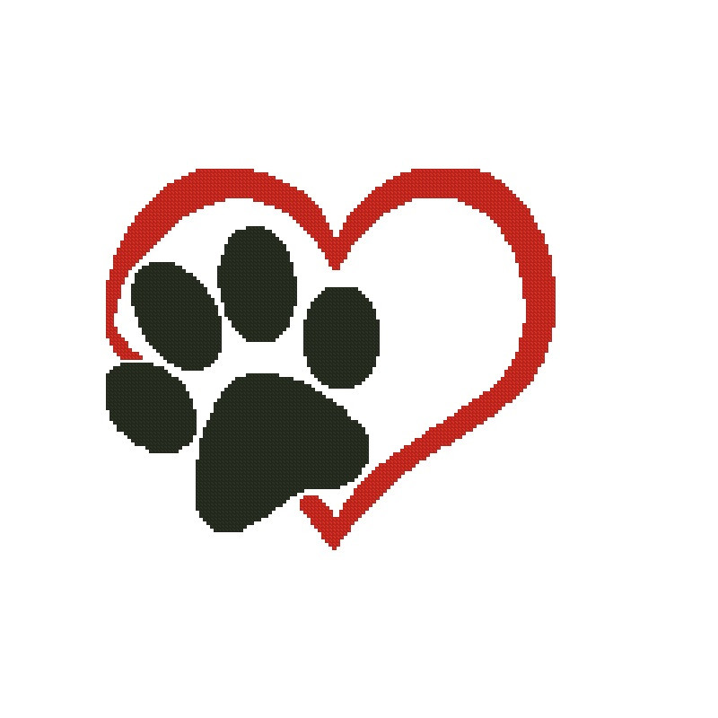 Paw Heart Cross Stitch Pattern 385 1