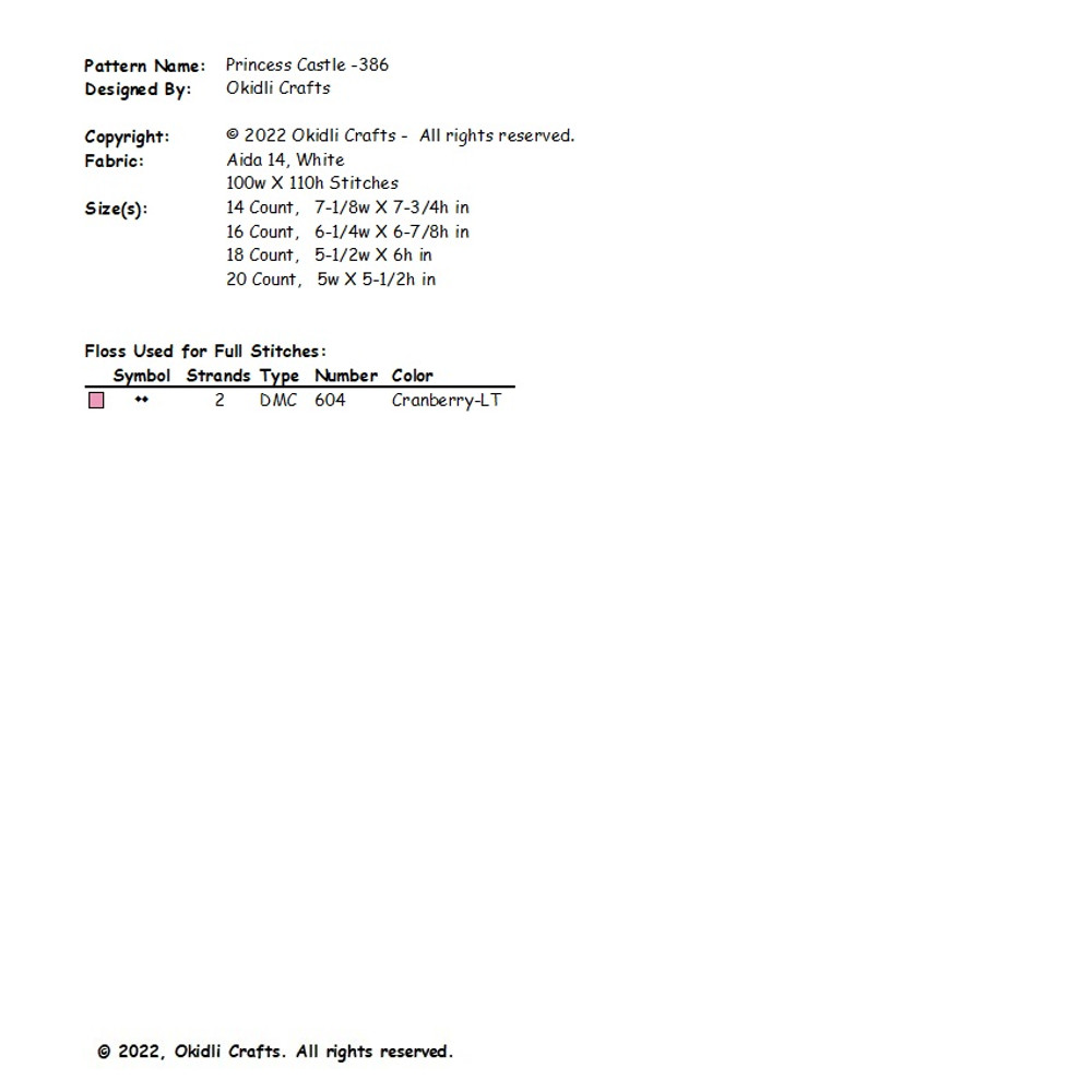 Princess Castle Cross Stitch Pattern 386 2