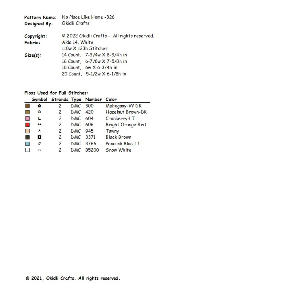 No Place Like Home Cross Stitch Pattern 326 2