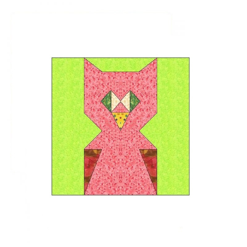 Owl Paper Pieced Quilt Block OC016 1