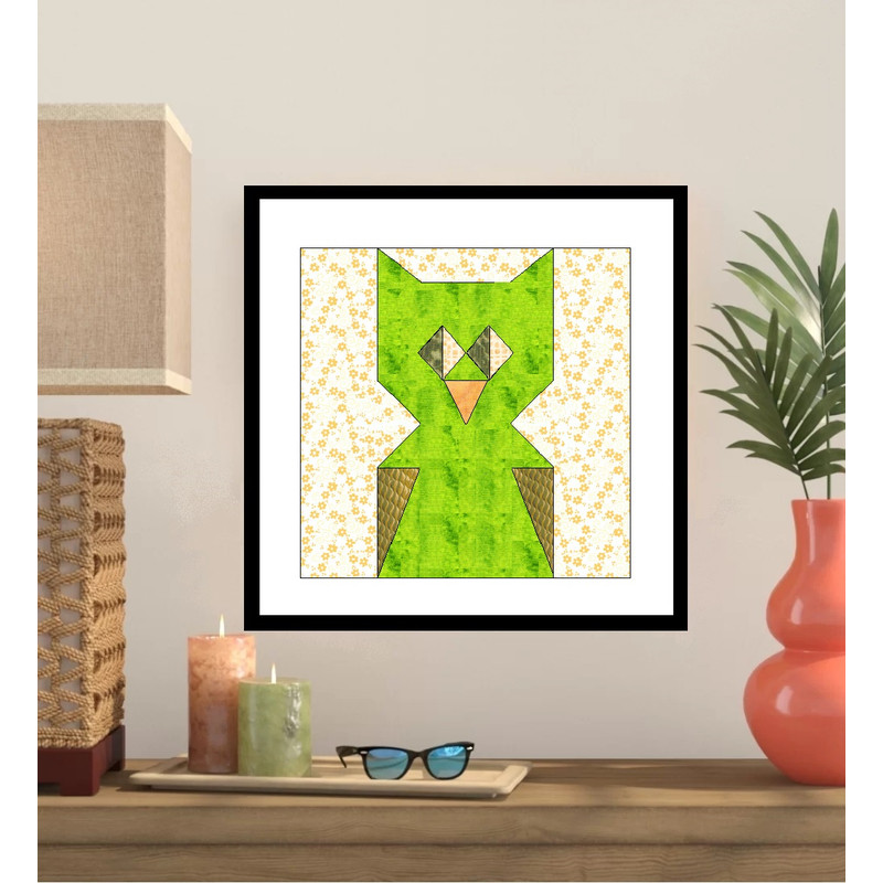 Owl Paper Pieced Quilt Block OC016 0