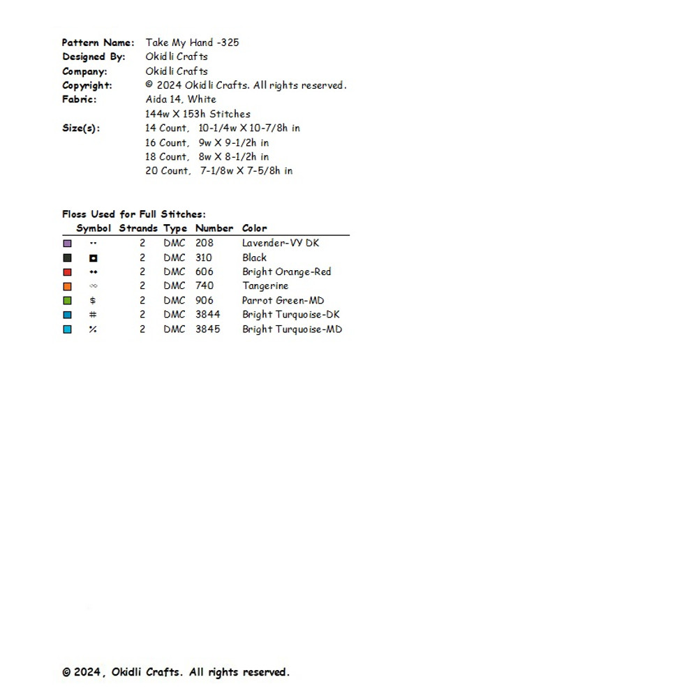 Take My Hand Cross Stitch Pattern 325 2