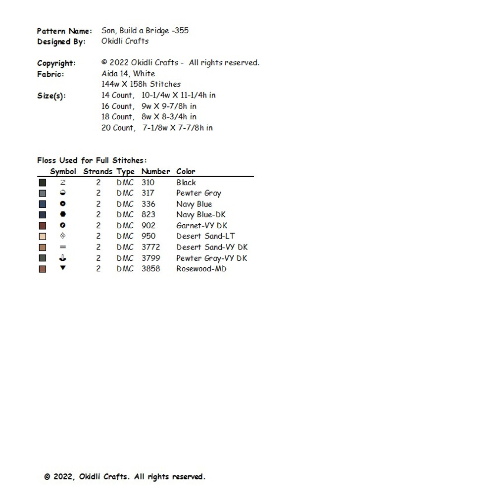 Son Build A Bridge Cross Stitch Pattern 355 2