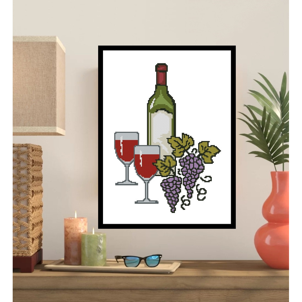 Wine And Grapes Cross Stitch Pattern 117 0