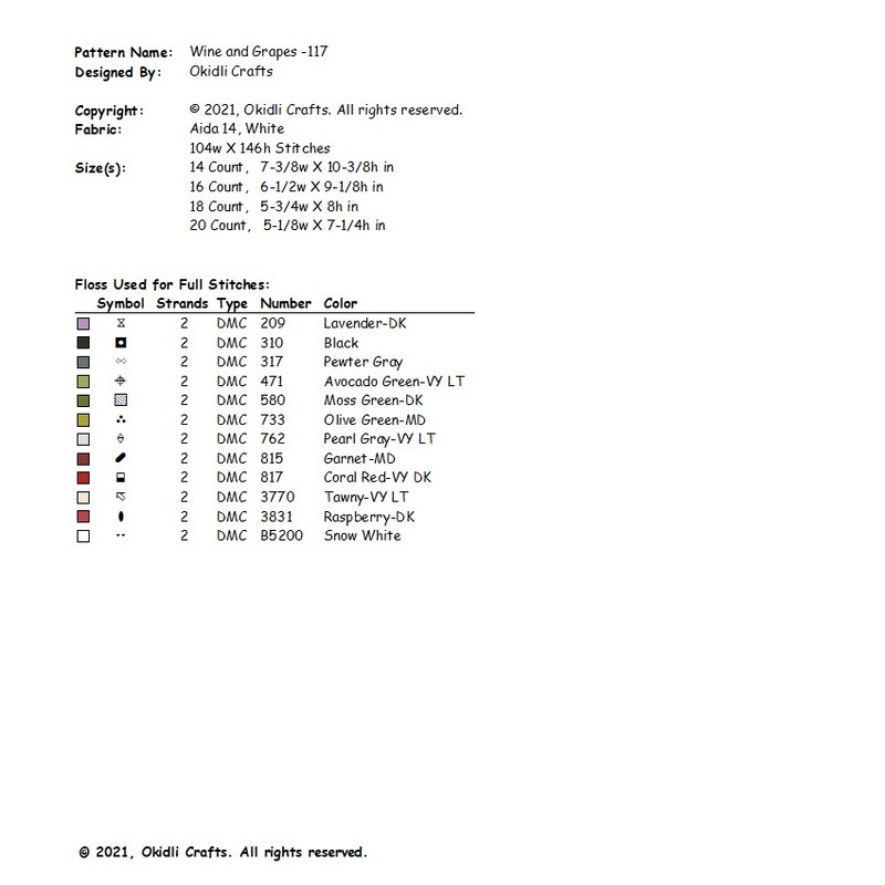 Wine And Grapes Cross Stitch Pattern 117 2