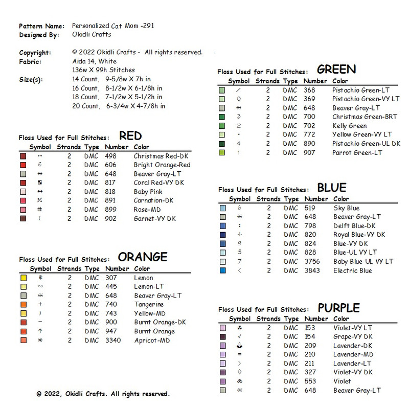 Personalized CAT Name Cross Stitch Pattern 291 6