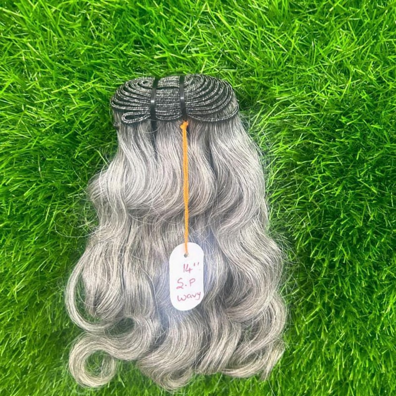 100 Salt Pepper Natural Gray Indian Virgin Raw Hair Extensions Wavy Bundle Unprocessed Not Treated Of Chemical 5